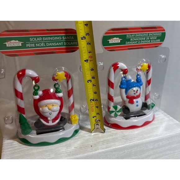 Solar Figures Swinging Santa & Snowman Christmas Decor Set New - Picture 3 of 5
